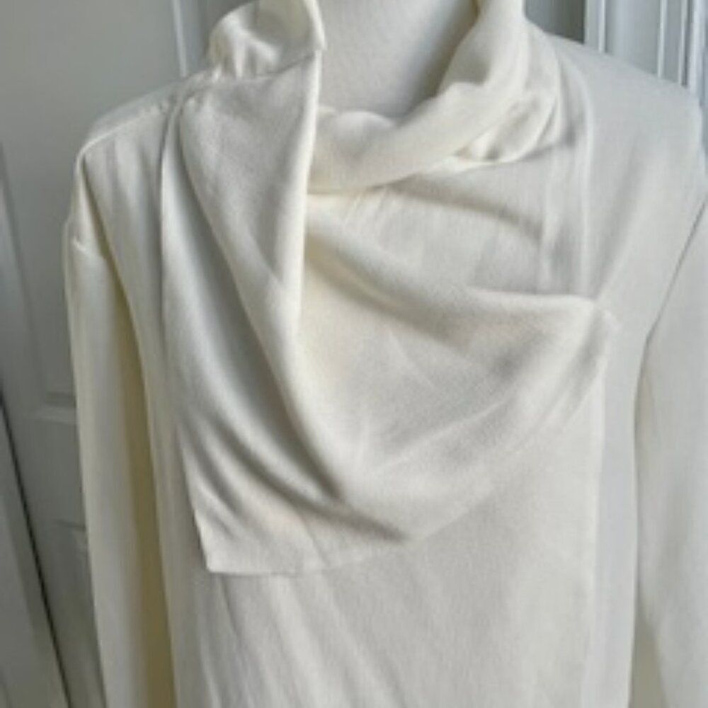 Bobeau Off White Wrap Dress Coat Sweater Top Large